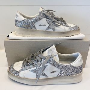 Golden Goose Silver Glitter Stardan Sneakers